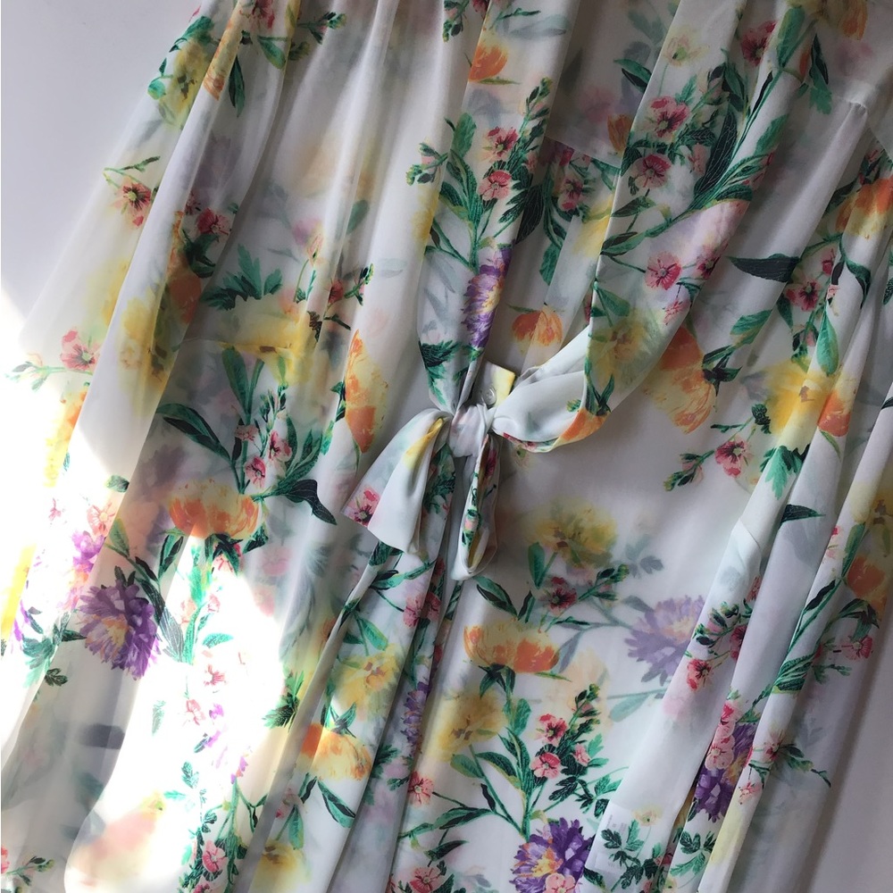 New York & co sheer white floral blouse